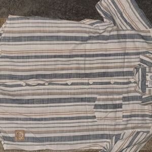 Hurley Men's Casual Striped Shirt in Blue, White, and Tan